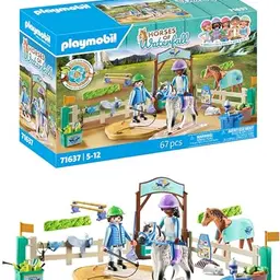 PLAYMOBIL Horses of Waterfall Reitschule mit Pferd, Longierplatte und Zubehör für Kinder ab 5 Jahre