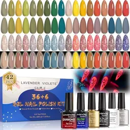 Lavender Violets UV-Gel-Nagellack 42 PCS mit Basis und Top Coat für Maniküre - C515