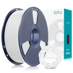 SUNLU PLA+ 1,75 mm 3D Druckerfilament, 1 kg, Weiß, robust, genau, NEATLY WOUND