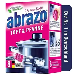 Abrazo Topf- und Pfannenreiniger mit 8 Reinigungskissen, veganer Pflanzenseife, Küchenschwamm