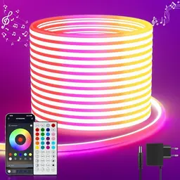 Neon LED Strip 5M RGB mit App & Fernbedienung, Wasserdicht IP65, Flexible LED Leiste für Innen & Außen, Musik-Sync, DIY Lichtschlauch
