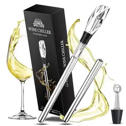 INOMO Weinkühlstab mit Ausgießer - Geschenke für Männer und Frauen, ideal für Geburtstage und Valentinstag