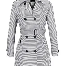 Wantdo Damen Frühlingsjacke Winddicht mit Schulterknöpfen Slim Fit Schwarz-weiß S