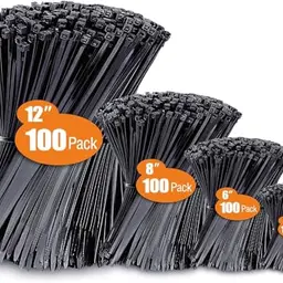 400 Stück Kabelbinder Schwarz, 100 Stück je 300/200/150/100 mm, 18KG Zugfestigkeit für Kabelmanagement in Garten und Werkstätten