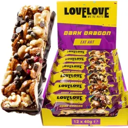 LOVELOVE Dark Dragon Nussriegel mit Mandeln und Zartbitterschokolade, glutenfrei, 12 x 40 g