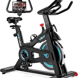 Wenoker Heimtrainer Fahrrad, Indoor Cycling Bike mit LCD-Monitor und Halterung, Fitnessbike für Zuhause, max. 140 kg