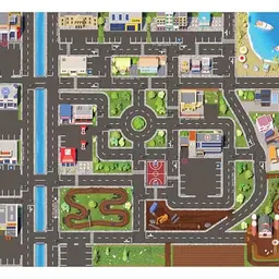 SkippiDoo Straßen- und Auto-Spielteppich für Kinder (200x160 cm) - Abwaschbar & Rutschfest - OEKOTEX-Zertifiziert - Ideal für Jungen und Mädchen