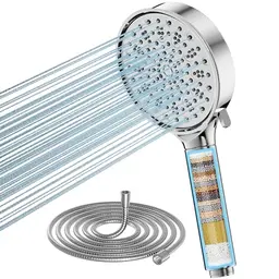 Cobbe Hochdruck Duschkopf mit Filter - Handbrause mit 6 Strahlarten für hartes Wasser