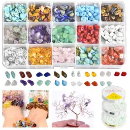 CAREDGO 600 Edelstein Perlen Set – 15 Farben Halbedelsteine 5-7mm zum Basteln für DIY Schmuck