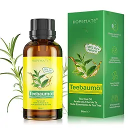 Teebaumöl 100% rein, 60ML – Vegan gegen Akne, Pickel, Warzen & Hautprobleme für Gesicht, Kopfhaut und Haare