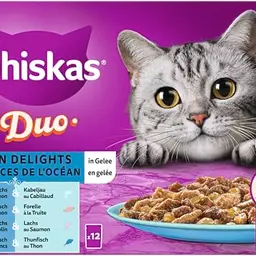 WHISKAS Duo Nassfutter Multipack, Ocean Delights in Gelee, 12 x 85g