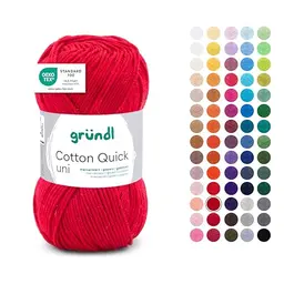 Gründl Cotton Quick uni Wolle - Dünnes, hautfreundliches Häkelgarn - 50 g / 125 m - Rot