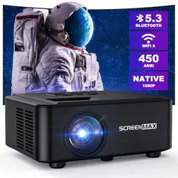 SCREENMAX 1080P Beamer mit WiFi und Bluetooth - Tragbarer Heimkino Beamer für Draußen, kompatibel mit iPhone/Android/TV
