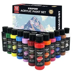 KINSPORY Acrylfarben Set 12 x 60 ml – Wasserfest, ungiftig & schnelltrocknend – Ideal für Künstler und Anfänger
