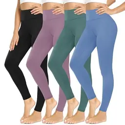 CAMPSNAIL Damen High Waist Leggings - Blickdicht, Elastisch, Bauchweg, Push Up für Yoga und Sport (One Size, Schwarz/Dunkelgrün/Hellblau/Lila)