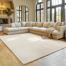 SIMPEX Teppich Creme 160x220 cm - Waschbarer Kurzflor, rutschfest & weich, modernes einfarbiges Design