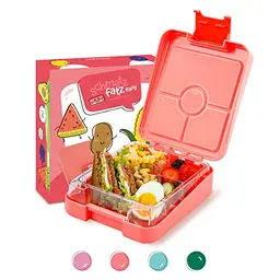 Schmatzfatz Easy Snackbox - Brotdose für Kinder, mit Fächern, Geschenkidee (Coral)