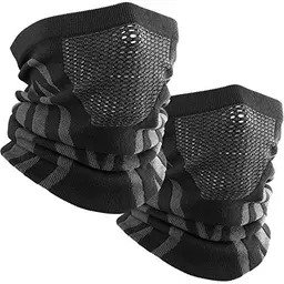 WTACTFUL 2er Set Schlauchschal Herren Halstuch Halswärmer für Motorrad Winter Laufen Skifahren Snowboarden Schwarz