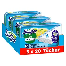 Swiffer Bodenwischer Nachfüllpackung, 60 feuchte Tücher mit Citrusfrische-Duft für schnelle Bodenreinigung