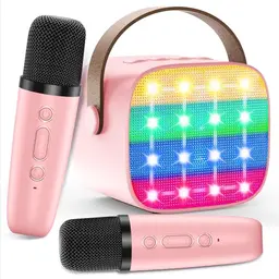Karaoke Maschine für Kinder mit 2 Mikrofonen – Tragbarer Bluetooth-Lautsprecher mit Licht und Stimmeffekten