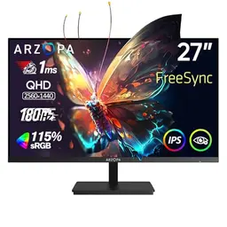 ARZOPA 27 Zoll Gaming Monitor 180Hz - 2K QHD, 115% sRGB, 1ms Reaktionszeit, VESA, Augenpflege