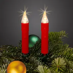 hellum Lichterkette LED Kerzen rot, 20 LEDs warmweiß, 5,7m mit 2m Zuleitung, für Weihnachtsbaum