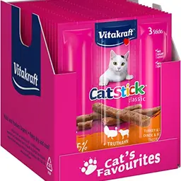 Vitakraft Cat Stick Classic Katzensnack mit Truthahn & Lamm, 20x3 Stück