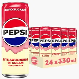 Pepsi Zero Zucker Strawberry 'n' Cream, 24 Dosen à 0,33l