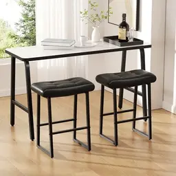 YUUIJOAA Barhocker 2er Set, 61 cm ohne Lehne, Sattelsitz und Fußstütze, 150 kg belastbar für Küche und Bar (Schwarz)
