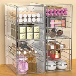 GoMaihe Kosmetik Organizer mit 10 Schubladen – Transparente Schminktisch Box für Badezimmer und Schlafzimmer
