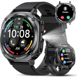 TIMU Smartwatch Herren, 1.45" AMOLED, Anrufe, 115+ Sportmodi, Fitnessuhr mit Herzfrequenz und Schlafmonitor, IP68 wasserdicht