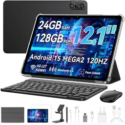 Blackview Mega2 12 Zoll Tablet mit 24GB RAM und 128GB ROM, 4G LTE, 9000 mAh Akku, Dual Kamera, Face ID, GPS