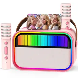 Ankuka Karaoke Maschine für Kinder und Erwachsene, tragbar mit 2 Mikrofonen, Geburtstagsgeschenk für Mädchen (Rose)