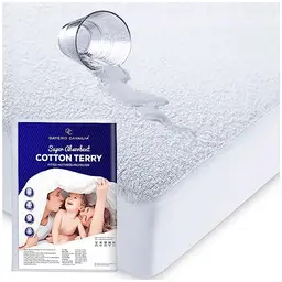Wasserdichter Matratzen-Schoner aus Frottee, antiallergisch, Weiß, Doppelbett (140 x 190 cm)
