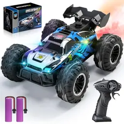 DEERC 1:16 4WD RC Auto mit Musik, LED und Sprühfunktion, 40 Min Spielzeit, Offroad Fahrzeug für Kinder 5–12 Jahre