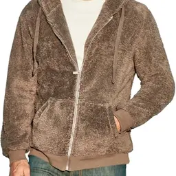 Runcati Herren Fleece Hoodie mit Reißverschluss - Braun, Größe L