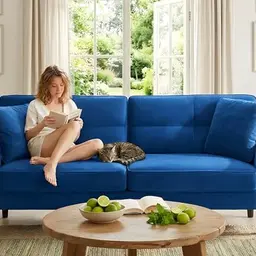 Domusensus 3-Sitzer Sofa, 175 cm, bequemes kleines Sofa für Jugendzimmer, schnelle Montage, modernes Königsblau