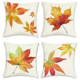 COZZSNUGE Kissenbezüge 45x45 cm, Orange Ahornblätter für Wohnzimmer, 4er Set