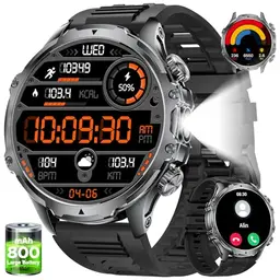 Militärische Smartwatch für Herren mit 1,85 Zoll Display, 100 Sportmodi und 24/7 Gesundheitsmonitor