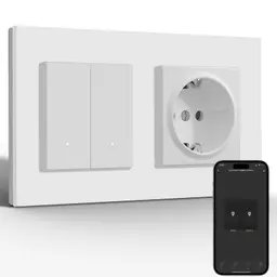 BSEED Smart Steckdose mit Lichtschalter, 2-fach 1-Weg, Weiß