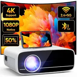 AKATUO Mini Beamer 4K, 1080P, 5G WiFi & Bluetooth, Heimkino & Outdoor für Handy und Laptop