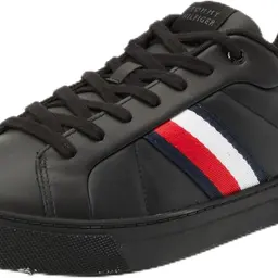 Tommy Hilfiger Herren Sneaker Icon Stripes Low Top, Schwarz, Größe 40