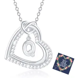 Esmoly Damen Halskette Silber Herz Anhänger mit Buchstaben A-Z, 17,2+2 Zoll, Geschenk für Frauen