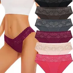 Evolyline Nahtlose Damen Slips - Weiche Spitze Hipster Unterwäsche im Mehrpack