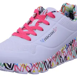 Skechers Mädchen Uno Lite Sneaker, White Synthetic mit Pink Trim, 34 EU