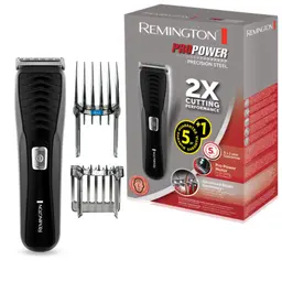 Remington Haarschneidemaschine HC7110 mit LED-Anzeige, Edelstahlklingen, 17 Längeneinstellungen + 2 Aufsteckkämme, Akku & Netz, Schwarz