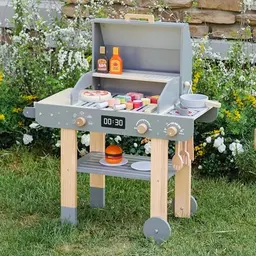 Holz Grill Spielset für Kinder – Realistisches BBQ Spielzeug mit Zubehör – Ab 3 Jahren – Ideal für Rollenspiele