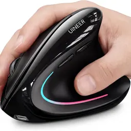 Uineer Vertikale ergonomische Funkmaus, leicht & leise, Bluetooth, RGB-Beleuchtung, ideal fürs Büro, kompatibel mit PC, Laptop & Mac