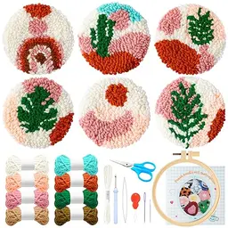 WATINC 22 Stück Craft Punch Needle Untersetzer Kit für DIY Handwerk und Stickerei – Ideal für Anfänger mit Anleitung