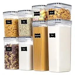 Zanron Vorratsdosen Set mit Deckel, luftdicht, BPA-frei, für Cornflakes, Mehl und Snacks, mit Etiketten